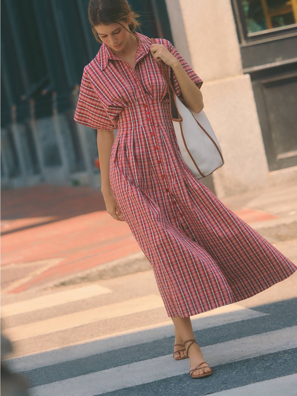 Exquise Tobie Shirtdress Red Plaid